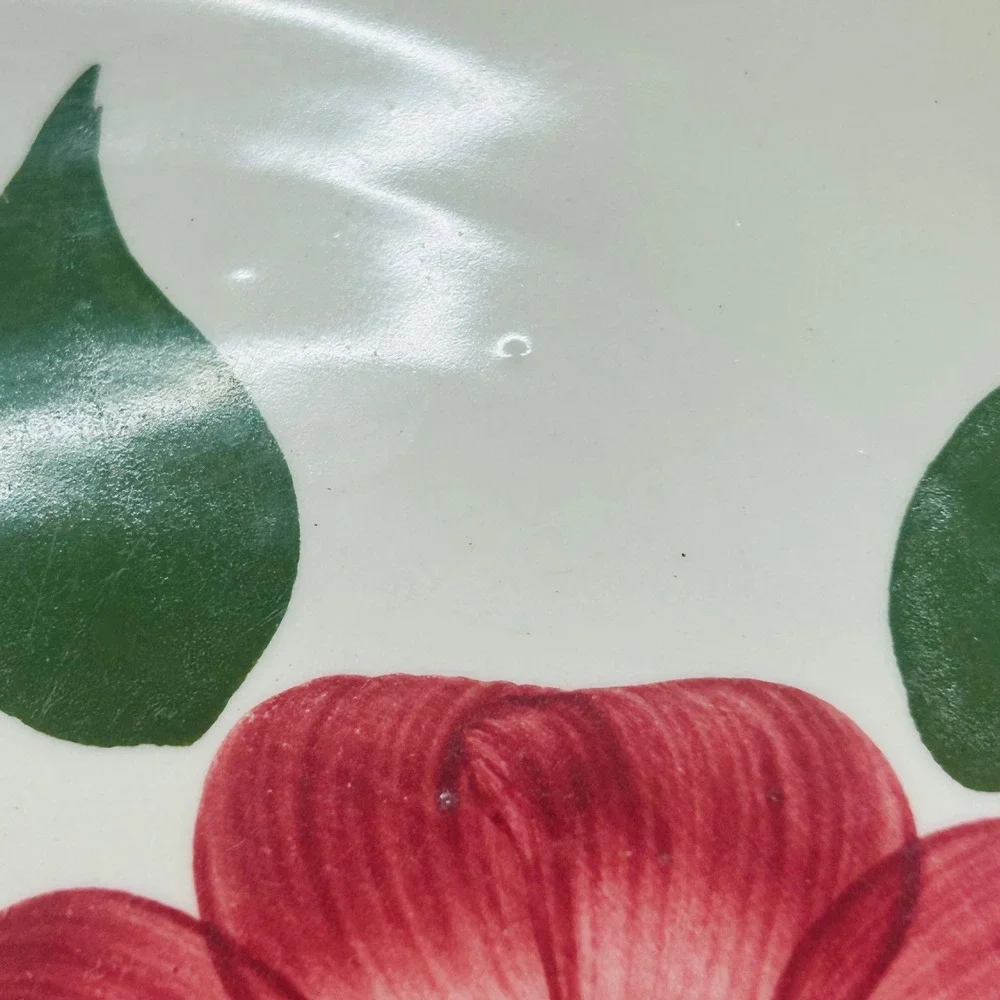 Blue Ridge‎ Southern Potteries Hand Painted Red Floral Luncheon 4 Set Plates USA